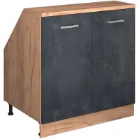 Vicco R-Line Keukenkast voor schuine wand – 80 cm met 2 deuren, kastromp 60 cm diepte Zwart beton