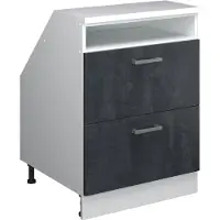 Vicco R-Line Keukenkast voor schuine wand – 60 cm met 2 laden, kastromp 60 cm diepte Zwart beton