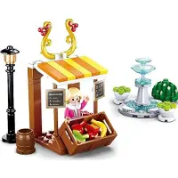 Sluban Girls Dream Village Fruitkraam met Fontein bouwspeelgoed kinderen vanaf 6 jaar – Constructiespeelgoed modelbouw marktkraam – bouwdoos met 99 bouwstenen en 1 minifiguur – M38-B0870