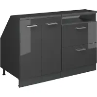 Vicco R-Line Keukenkast voor schuine wand – 120 cm Set van 2 kastrompen 60 cm diepte Antraciet Hoogglans