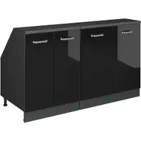Vicco Rion Kastenset voor schuine wand – 140 cm Set van 2 kastrompen 60 cm diepte Zwart hoogglans