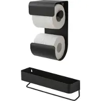 Sealskin Toiletrolhouder Dubbel Inclusief Wandrek Met Handdoekrek Brix Zwart 35 cm