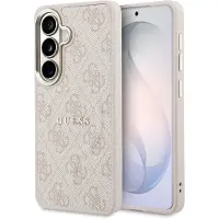 GUESS 4G Leather Backcover met MagSafe voor de Samsung Galaxy S26 - Gold Edge - Pink