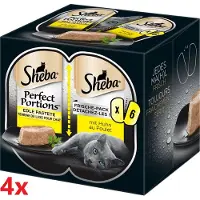 Sheba - Perfect Portions - Adult Paté Kip - 4 verpakkingen van 3x2stuks