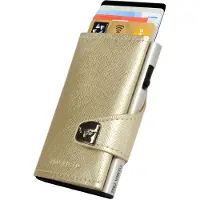 Tru Virtu Click & Slide Creditcardetui Portemonnee RFID Leer 6,5 cm goudkleurig