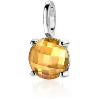 Zinzi zilveren hanger rond geel ZIH2072G (zonder collier)