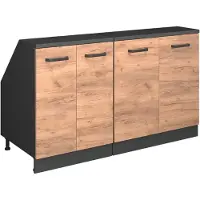 Vicco R-Line Keukenkast voor schuine wand – 140 cm Set van 2 kastrompen 60 cm diepte Krachtige eik goud