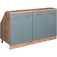 Vicco R-Line Keukenkast voor schuine wand – 140 cm Set van 2 kastrompen 60 cm diepte Blauw-grijs