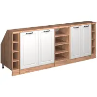 Vicco Keukenkast voor schuine wand R-Line Wit Landhuis 210 cm Set van 5 kastrompen 60 cm diepte, Model 60303