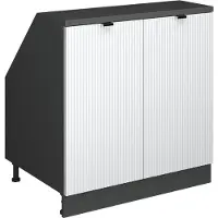 Vicco Keukenkast voor schuine wand R-Line Witte golf 80 cm met 2 deuren, kastromp 60 cm diepte, Model 60672