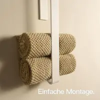 Laura Handdoekhouder zonder boren 42 x 6 x 4 cm – Zelfklevende Wand Handdoekrek Badkamer & Keuken – Mat Wit Aluminium Modern Minimalistisch Design