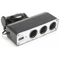 King Serie - Auto Sigarettenaanstekerverdeler - 12V - 3 Stopcontacten + USB