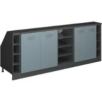 Vicco R-Line Keukenkast voor schuine wand – 210 cm Set van 5 kastrompen 60 cm diepte Blauw-grijs