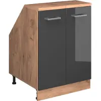 Vicco R-Line Keukenkast voor schuine wand – 60 cm met 2 deuren, kastromp 60 cm diepte Antraciet Hoogglans