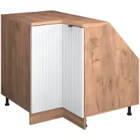 Vicco Hoekkeukenkast voor schuine wand R-Line Witte golf 75.6 cm met 1 deur, kastromp 60 cm diepte, Model 60680