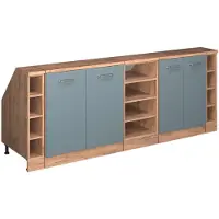 Vicco Keukenkast voor schuine wand R-Line Blauw-grijs 210 cm Set van 5 kastrompen 60 cm diepte, Model 60183