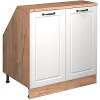 Vicco Keukenkast voor schuine wand R-Line Wit Landhuis 80 cm met 2 deuren, kastromp 60 cm diepte, Model 60160