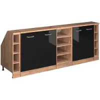 Vicco R-Line Keukenkast voor schuine wand – 210 cm Set van 5 kastrompen 60 cm diepte Zwart hoogglans