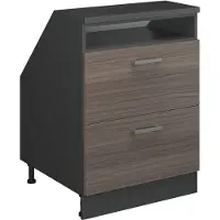 Vicco R-Line Keukenkast voor schuine wand – 60 cm met 2 laden, kastromp 60 cm diepte Edel grijs