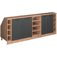 Vicco Keukenkast voor schuine wand R-Line, Antraciet landhuis/Goudkleurig Eiken, 210 cm Set van 5 kastrompen 60 cm diepte
