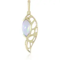 Cavill - 375 Geelgouden Hanger - Welo Opal Marquise Cabochon 0,59 ct - Handgemaakt Elegant Dames Sieraad - Ethiopische Opal