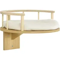 PawHut Paws kattenklimmuur, kattenbed voor aan de muur, kattenhangmat, eikenhout