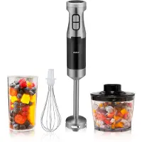 Alpina Staafmixer Set HB6700F-N - Staafmixer met Hakmolen - Handmixer Elektrisch - Garde - Klopper - 1000W - Incl. 700ML Maatbeker - Mixer 4-in-1 - BPA-Vrij - RVS