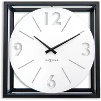 Nextime Time Frame – Tafel/Wandklok – 40 × 40 × 9.5 cm – Metaal – Zwart/Wit – Stil