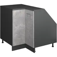 Vicco Hoekkeukenkast voor schuine wand R-Line Beton 75.6 cm met 1 deur, kastromp 60 cm diepte, Model 60435
