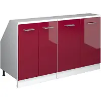 Vicco R-Line Keukenkast voor schuine wand – 140 cm Set van 2 kastrompen 60 cm diepte Rode hoogglans
