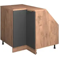Vicco R-Line Hoekkeukenkast voor schuine wand – 75.6 cm met 1 deur, kastromp 60 cm diepte Antraciet-goud