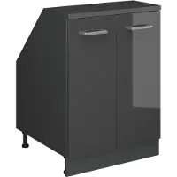Vicco R-Line Keukenkast voor schuine wand – 60 cm met 2 deuren, kastromp 60 cm diepte Antraciet Hoogglans