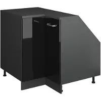 Vicco R-Line Hoekkeukenkast voor schuine wand – 75.6 cm met 1 deur, kastromp 60 cm diepte Zwart hoogglans
