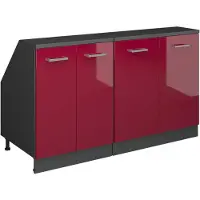 Vicco R-Line Keukenkast voor schuine wand – 140 cm Set van 2 kastrompen 60 cm diepte Rode hoogglans