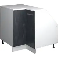 Vicco R-Line Hoekkeukenkast voor schuine wand – 75.6 cm met 1 deur, kastromp 60 cm diepte Zwart beton