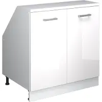 Vicco R-Line Keukenkast voor schuine wand – 80 cm met 2 deuren, kastromp 60 cm diepte Wit Hoogglans