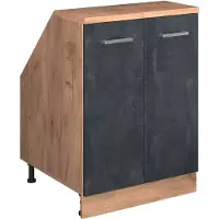 Vicco R-Line Keukenkast voor schuine wand – 60 cm met 2 deuren, kastromp 60 cm diepte Zwart beton