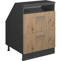 Vicco Keukenkast voor schuine wand R-Line Artisanaal eiken 60 cm met 2 laden, kastromp 60 cm diepte, Model 59992