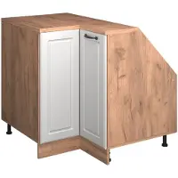 Vicco R-Line Hoekkeukenkast voor schuine wand – 75.6 cm met 1 deur, kastromp 60 cm diepte Wit Landhuis
