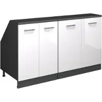 Vicco Keukenkast voor schuine wand R-Line Wit Hoogglans 140 cm Set van 2 kastrompen 60 cm diepte, Model 60411