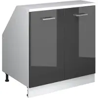 Vicco R-Line Keukenkast voor schuine wand – 80 cm met 2 deuren, kastromp 60 cm diepte Antraciet Hoogglans