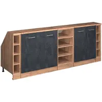 Vicco R-Line Keukenkast voor schuine wand – 210 cm Set van 5 kastrompen 60 cm diepte Zwart beton