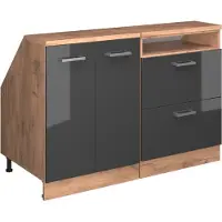 Vicco R-Line Keukenkast voor schuine wand – 120 cm Set van 2 kastrompen 60 cm diepte Antraciet Hoogglans