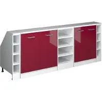 Vicco R-Line Keukenkast voor schuine wand – 210 cm Set van 5 kastrompen 60 cm diepte Rode hoogglans