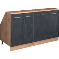 Vicco Rion Kastenset voor schuine wand – 140 cm Set van 2 kastrompen 60 cm diepte Zwart beton