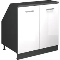 Vicco Rion Kast voor schuine wand – 80 x 81.6 cm met 2 deuren, kastromp 60 cm diepte Wit Hoogglans