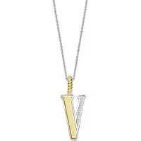 Ti sento Dames Hanger - 925 zilver - Letter V - Zirkonia met geel verguld - 6840ZY_V