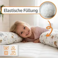 Laura Zijslaper Lichaamskussen 150 cm - Lang Zwangerschapskussen / Body Pillow / Nekkussen / Slaaprol 150x10x10 cm - Ademend Katoen & Polyester Oeko-Tex - Lichtbeige -