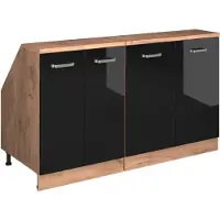 Vicco Rion Kastenset voor schuine wand – 140 cm Set van 2 kastrompen 60 cm diepte Zwart hoogglans