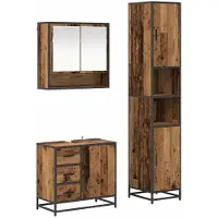 vidaXL Badkamermeubel Set 3 st Oud Hout 35 x 37,5 x 188,5 cm